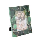 Photo European Classical Carved Natural Wooden A4 Size Blue Colour Photo Frame