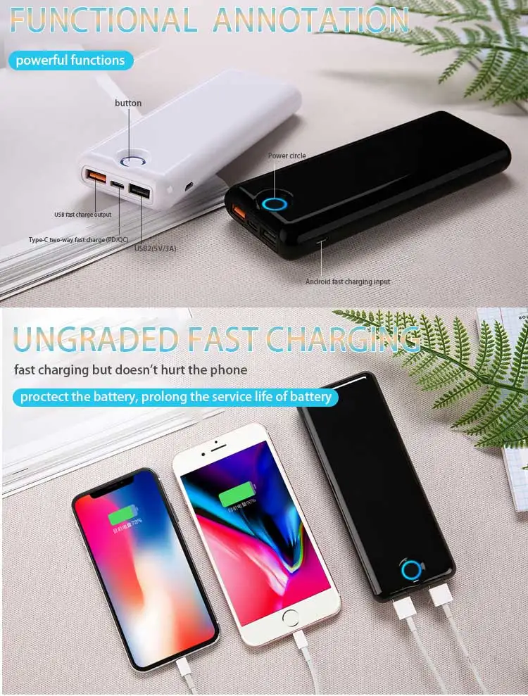 New Product 15000mAh Type C PD QC3.0 Power Bank Micro USB Dual Inputs Factory OEM Power Bank 18650 Battery Portable Charger - ANKUX.COM