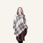 New Fashion Women Plaid Fringe Acrylic Hooded Cape Shawls Air Conditioning Cape Shawl Poncho Shawl For Women