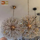 Modern luxury rose gold crystal chandelier lustre bola round pendant firework lamp for kitchen