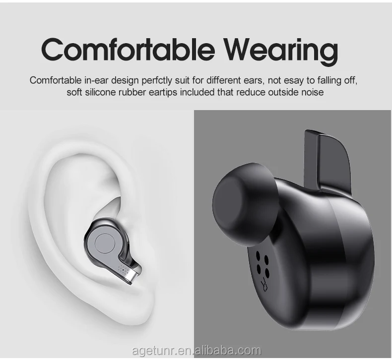 AGETUNR S11 Bluetooth V5.0 true wireless earbuds HD sound quality TWS earphones with mic charging box Headphones Running Silver - ANKUX.COM
