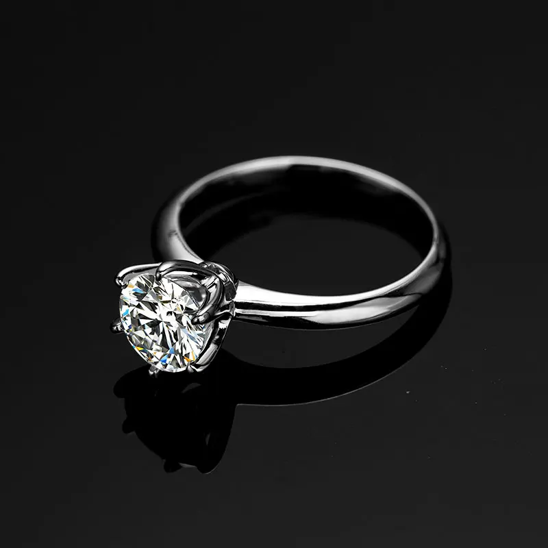 Classic 1 Carat DEF Color Moissanite Ring Price 18K White Gold Ring For Woman