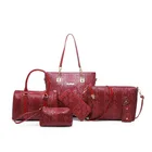 embossed python Patent leather 6 in 1 handbag set for ladies