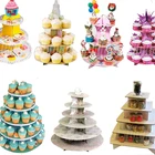 Wedding Birthday Party Supplies 3 Tier Custom Printing Christmas Cardboard Dessert Cup Cake Display Stand For Cake Stand