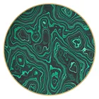 Wholesale Green Malachite Gold Rim Ceramic Dishes Wedding Charger Plates for Dinner