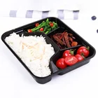 Plastic PP Eco-friend Custom Logo 4 Compartment Disposable Food Lunch Box Container With Sleeves