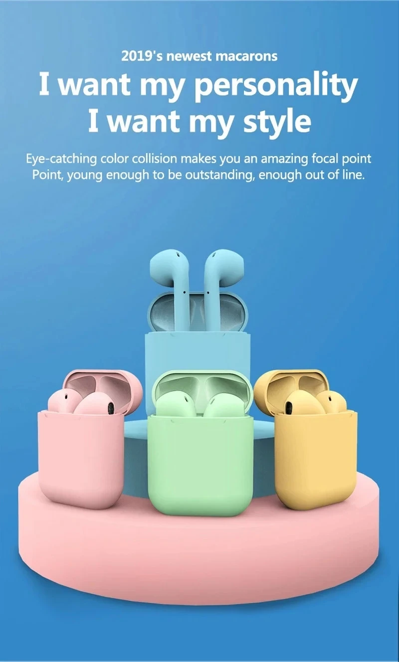 Wholesale Macaron Inpods 12 Headset wireless earphone Tws 5.0 with Matte Texture - ANKUX.COM