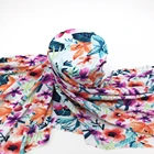 Customized Flower Print Polyester Spandex Blend Floral Printed Satin Fabric For Dresses