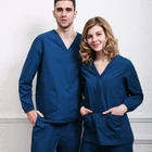Hospital Scrubs Uniform FUJU Medical Outside Scrubs Unisex V-neck Nurse Uniform Medical Doctor Surgical Gown Costume