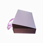 Customized paper wedding dress gift box with ribbon flat closure magnetic folding paper wedding dress gift box