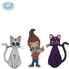 Custom Embroidered Patches Cartoon Animal Cat Patch Embroidery Iron On Logo Clothing Repair Fabric Stickers Badge