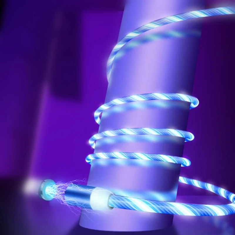 wholesale flowing LED light phone cable magnetic fast charging usb micro type c 8 pin cables - ANKUX.COM