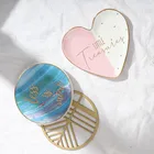 High performance wedding gift round heart shape jewelry dish ceramic jewelry tray with gold rim