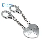 Free sample bulk cheap custom blank metal silver wedding souvenir lover couple heart stainless steel keychain for sale