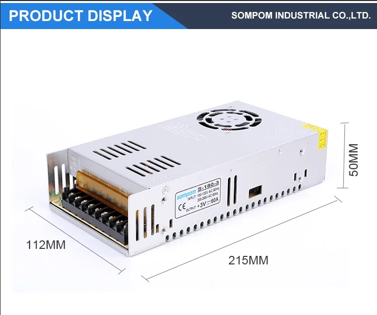 sompom 3V 60A 180W constant voltage led switch mode power supply