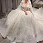 new bride beige Star luxury word shoulder robe de mariage dream tail court wedding dresses