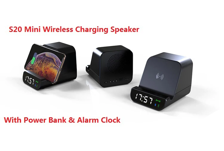 Wireless QI Charger Transmitter Blue tooth NFC Speaker With Alarm Clock - ANKUX.COM