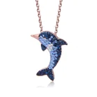 925s Silver Diamond Blue Dolphin Love Custom Best Friends Kids Girls Necklace