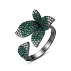 LUOTEEMI Elegant Fashion Flower Resizeable Rings for Women Tiny Cubic Zirconia Women Engagement Ring