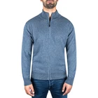 Classic stand-Up collar and zipper 100% pure chunky knit cashmere sweater for men