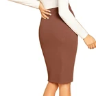 slanna factory price women knitted skirt bodycon midi length pencil skirt for casual styles