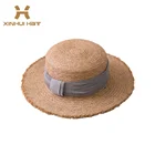 Hotsale Women Raffia straw hats sun lady boater hat wholesale bowknot wide brim high quality hats