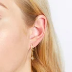 Gold Hoops Earrings 925 Sterling Silver Dainty Diamond Asymmetrical Moon Star Gold Huggie Hoops Earrings