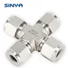 Double Ferrule Stainless Steel 4-way Union Cross Tube Fittings 316 SS Compression Tube Fittings 6000 psig Duplex