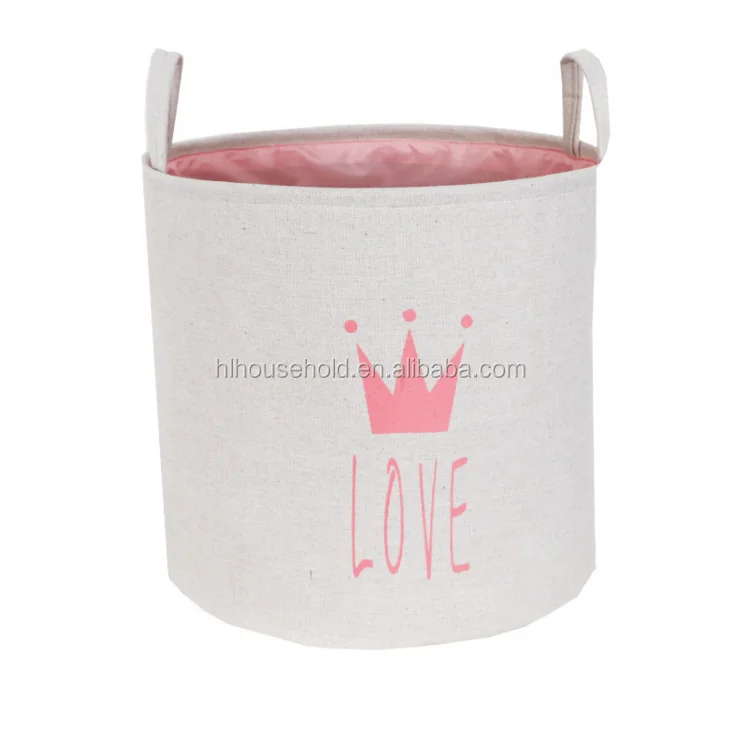cotton canvas household large round foldable storage basket