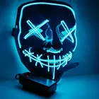 LED Glow Mask Halloween El wire Grimace Costume Light Up Rave Cosplay Party Xmas Club