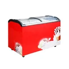 New Design Supermarket Commercial Dual Curved Sliding Glass Door Chest Ice Cream Display Refrigerator Freezer