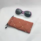 new popular quilted print drawstring sunglasses leather pouch