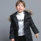Fur collar camouflage pattern children kids winter wear clothing long boy down jacket
