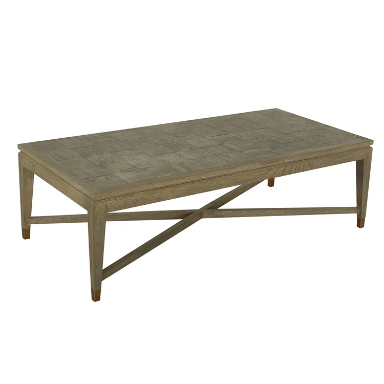 Contemporary modern solid oak parquet wood coffee table