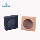 8 x 8 brown kraft box pvc packaging soap folding box with clear window lid