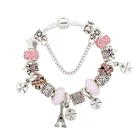 INS Crystal Bead DIY Pink Castle Eiffel Charm Bracelet Jewelry For Women
