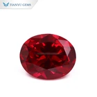Tianyu Gem 3.5ct Certified Perfect Oval cut Red Lab created Ruby price per carat for jewelry making