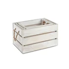 Hot sale rustic white washed jute rope handles antique wood storage box