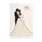 Luxury laser cut wedding card wholesale prices,white wedding invitation card popular 2019