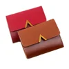Money Woman Classic Women's Stitching Metal V Decorative Retro Short Simple Clasp Purse Genuine Leather Wallet