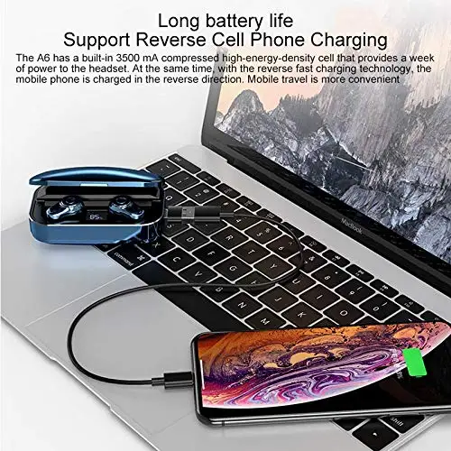 MP3 Player Headset A6 TWS Bluetooth 5.0 Touch Wireless Bluetooth Earphone with Charging Box & LED Smart Digital Display - ANKUX.COM