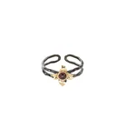 Moyu original design 925 sterling silver jewelry Garnet white/black gold plated adjustable ring