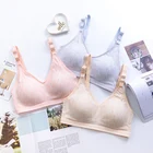 Comfort Solid color simplicity Front Button Cotton Women Padded Bra