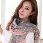 Silk Warm Neck Hot Sale Women Scarf Autumn Warm Soft Long Voile Neck Large Wrap Stole Shawl Pink Grey Dots Scarves