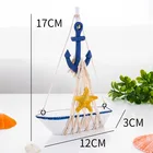Home Office Table Decorations Mediterranean Wood Sailboat Model Cotton Net Boat Wood Crafts Ornaments Gifts