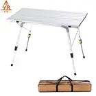 Aluminum Table Height Adjustable Folding Table Camping Outdoor Lightweight for Camping, Beach, Backyards, BBQ, Party