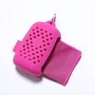 Custom Sport Reusable Evaporative Instant Microfiber Cooling Towel With Silicone case