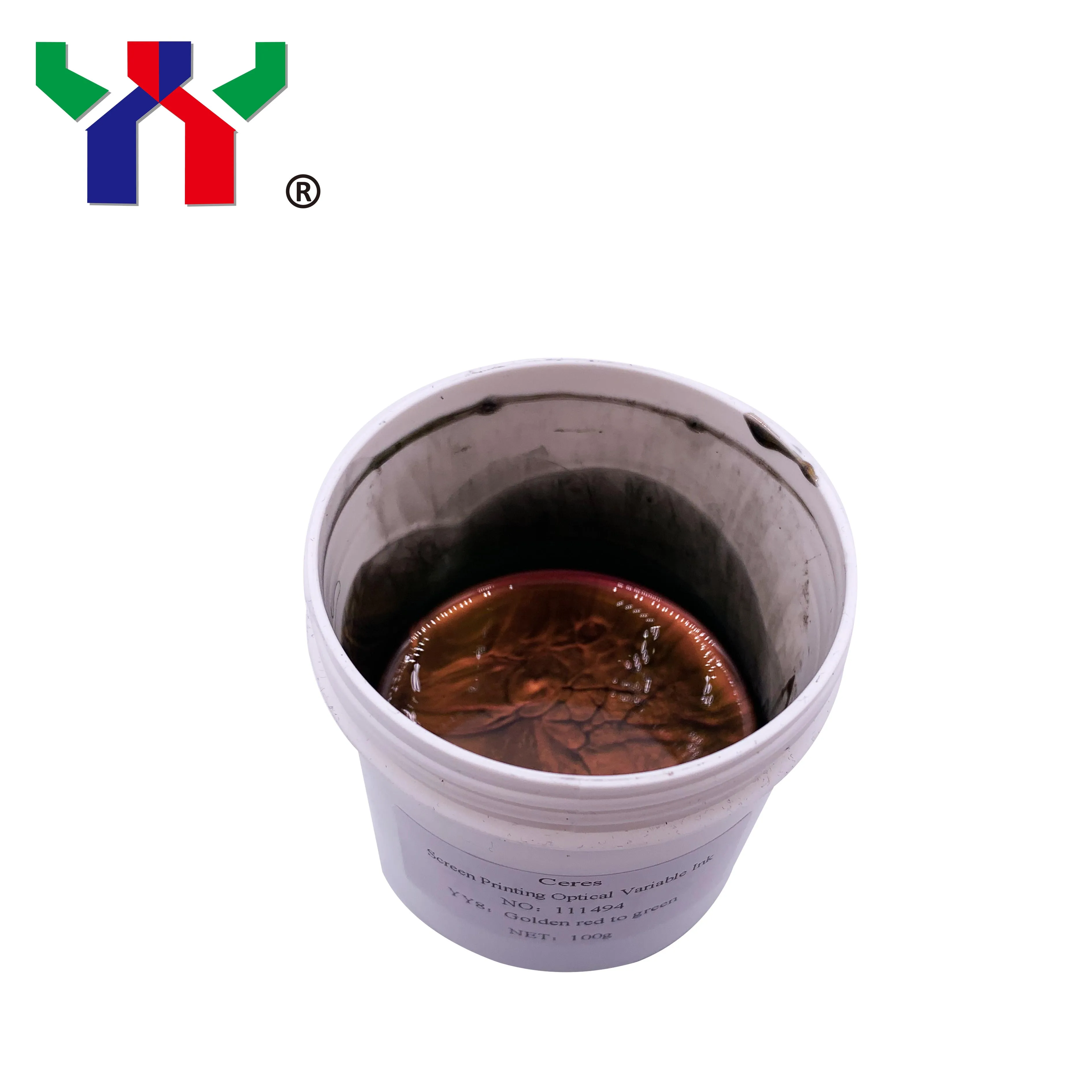 YY high quality  bright color Solvent Based Screen Optical Variable Ink,100 g/bottle,YY8 golden red to green,100g/bottle