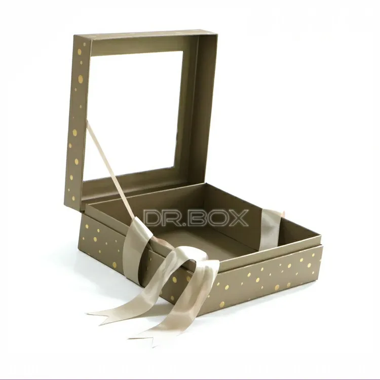 customized design and logo handmade clear window paper box with