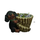 Pots Resin Crafts Cute Dog Statue With Modern Plant Pots For Garden Decoration